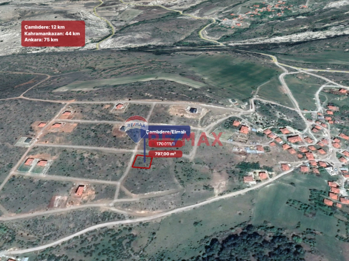 ÇAMLIDERE ELMALI'DA 797 M² VILLA İMARLI ARSA