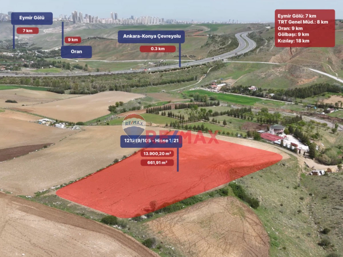 GÖLBAŞI YAYLABAĞ MAH.'DE ÇEVRE YOLU YAKINI SATILIK 661,91 M² HİSSELİ TARLA